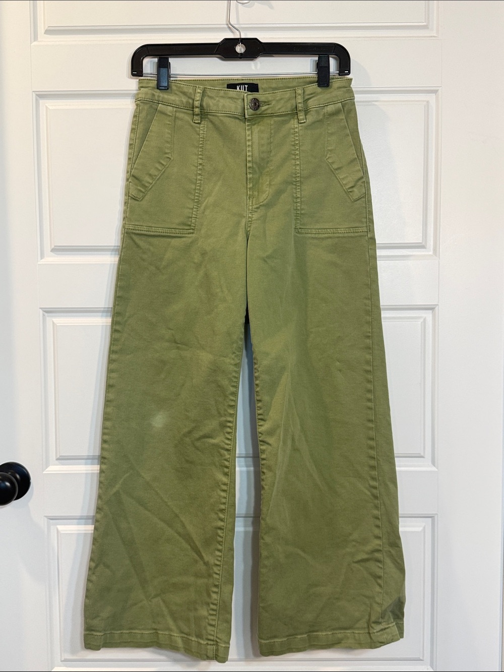 KUT From the Cloth Meg High Rise Wide Leg-Olive Crop Jeans 0 - Picture 4 of 10